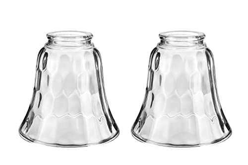 Image of Aspen Creative 23041-2 Transitional Clear & Hammered Ceiling Fan Replacement Glass Shade, 2-1 /8 inch Fitter, 4-3 /4 inch Diameter x 4-3 /4 inch Height, 2 Pack