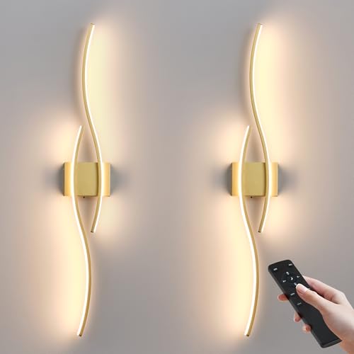 Image of KARTOOSH Wireless Wall Sconces Set of 2, Dimmable LED Sconce with Remote | Battery Operated Wall Sconce with 3 CCT Night-Light Timer Memory Modern Wall Sconces for Living Room, Hallway, Bedroom