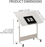 Small Standing Desk with Wheels, Height Adjustable Mobile Computer Table, Foldable Sit Stand Desk for Home Office, Portable Rolling Laptop Cart for Small Spaces, Study Workstation