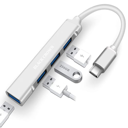 Image of BLACK CROWN 4-in-1 USB Hub Type C Multiport Adapter, Type c to USB Connector, USB c hub, Type c hub, with Fast Data Transfer Speed for PC, Laptops, Mak-Books (Multi-Colour)