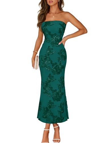 Image of MEROKEETY Women's Summer Floral Wedding Guest Cocktail Maxi Dress