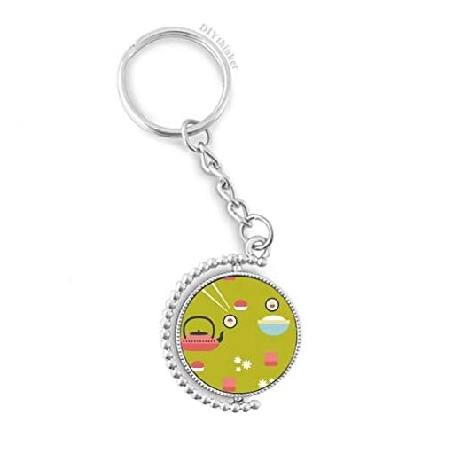 DIYthinker ris tekanna Cup Sushi Japan vridbar nyckelring ringar 3,5 cm x 9,5 cm flera färger