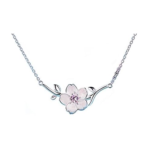 Helen de Lete Women's Sakura Flower On the Tree 925 Sterling Silver Necklace-B Cover
