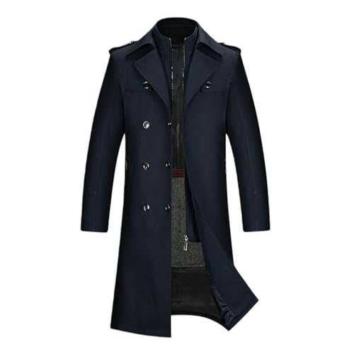 Trench homme bleu chic double boutonnage à doublure amovible haute qualité