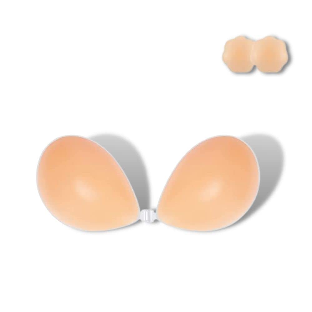 TPOLAU Adhesive Bra Strapless Sticky Invisible Push up Silicone Bra for Women Backless Dress with Nipple Cover
