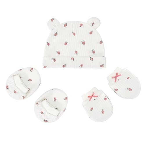 Newborn Hat Mitten Sock Baby Beanies Preemie Cotton Hats for Baby Boys Girls 0-6 Months3