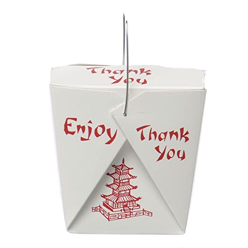 Bits N Things Pagoda Chinese Take Out Boxes With Wire Handle 16 Oz/Pint Size (25 Count) #TOP1