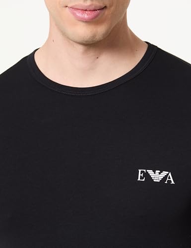 Emporio Armani Herren T-Shirt Bold Monogram 2-Pack Rundhals T-Shirt, schwarz/schwarz, M – Ansicht 3