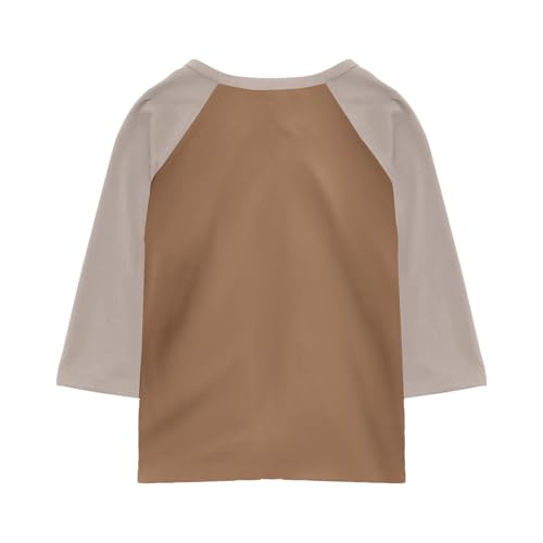 Girls Shirts 3/4 Sleeve Crew Neck Graphic Blouses Flowy Elbow Sleeve Tops Summer Curved Hem Kids Clothes3