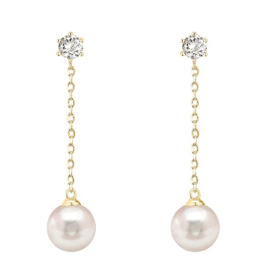 PAVOI 14K Gold Plated Sterling Silver Posts Shell Pearl Dangle Drop Earrings | Bridal Pearl Earrings for Women3