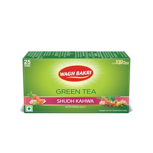 Image of Wagh Bakri Green Tea Shudh Kahwa 25 Tea Bags | Pack Of 2