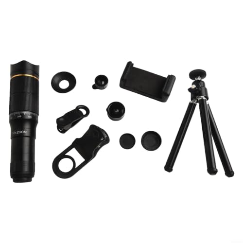 Lente de zoom 32X para smartphone de alta estabilidad con trípode compacto y clip regulable 3