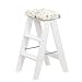 Plataforma de escalada de usos múltiples Taburete de escalera de madera mini Taburete de cocina plegable multifunción Biblioteca Office 3 Step (Letter Pattern) Cojín extraíble (color : Blanco)