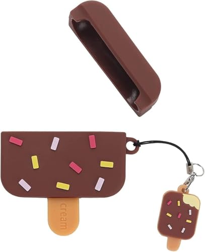 Image of Dezet Cute Soft Silicone Pouh Case for Airpods Pro GEN-2 (2022) � 3D Cartoon Animal Character Cover with Keychain Ring, Shockproof & Dustproof Protective Case for Kids & Girls (ICE Chocalate)