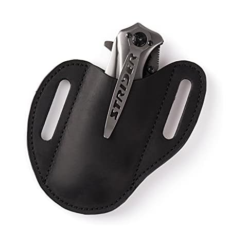Gentlestache Leather Knife Sheaths for Belt,Folding Knife Belt Sheath, Leather Pocket Knife Sheath, Knife Holster Belt for Folding Knife, Black… Cover