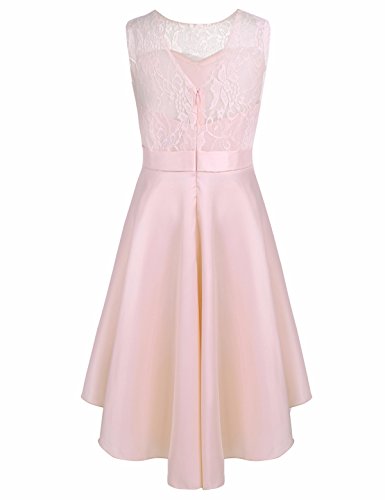 iiniim Kids Big Girls Floral Lace Splice High Low Hem Junior Wedding Bridesmaid Dress Prom Party Ball Gowns2