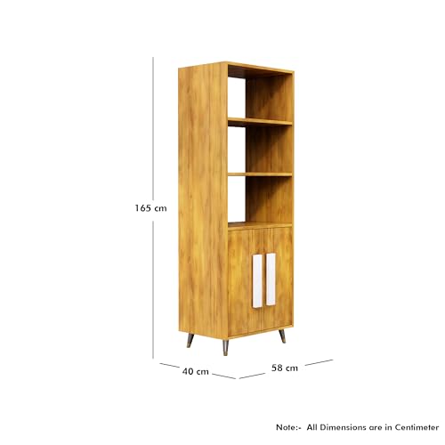 Image of Bniture Book Shelf Wooden | Engineered Wood Bookshelf for Home with 2 Door & 3 Shelf | Multipurpose Open Book Shelf Stand for Library, Study Room & Living Room | Giant Wood