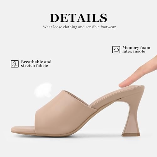 Women's Mule Heels Chunky Kitten Heeled Sandals Mesh Slip On Square Toe Comfortable Casual Dress Pumps Shoes2