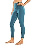 CRZ YOGA Women's Naked Feeling Workout Leggings 25 Inches - 7/8 High Waist Yoga Tight Pants Buttery Soft Petrol Blue Medium