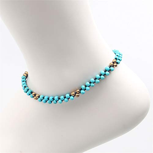 Image of kelistom Bohemian Ankle Bracelets for Women Handmade Natural Stone Beaded Chain Anklet