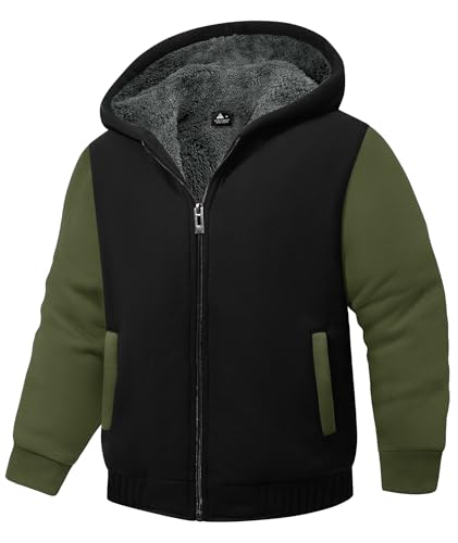 Image of GEEK LIGHTING Boys Sherpa Lined Hoodie Kids Fleece Sweatshirt Full Zip Hooded Jacket