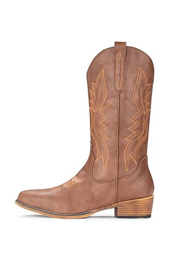 IUV Cowboy Boots For Women Western Boots Cowgirl Boots Pull On Pointy Toe Mid Calf Boots2