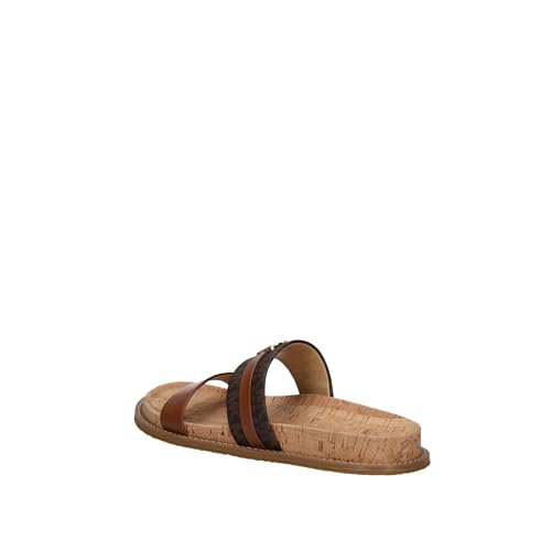 Michael Kors Women's Mandy Flat Sandal Slide, Brown/Luggage, 9.5