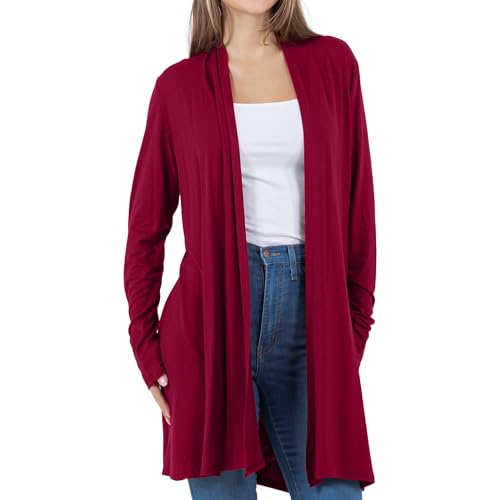 Image of Azules Long Sleeve Womens Cardigan, Flowy Longer Rayon Sweater Lightweight Cardigan for Casual or Dressy Outfits