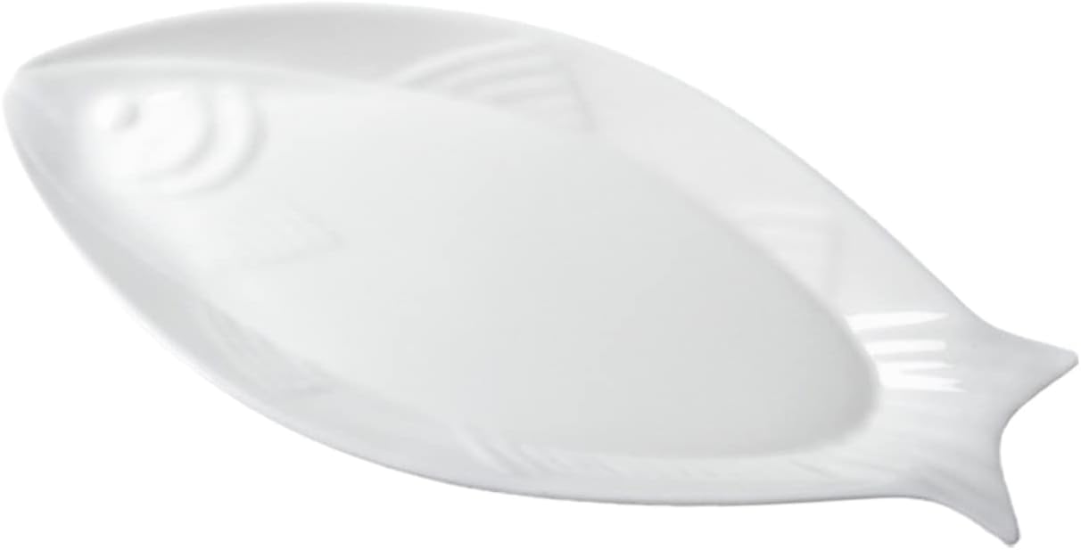 Luxshiny Ceramic Fish Serving Platter Food Plate for Steamed Fish Appetizers Snacks Elegant Tableware Smooth Easy to Clean for Home Restaurant Use