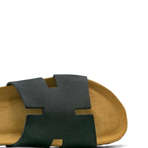 Image of Sandgrens Handmade Unisex Cork Slides | European Top Grain Leather Sandals with Soft Suede Footbed and EVA Rubber Sole | Avila