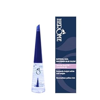 Herome - Natural Nail Whitener Blue Glow 10ml | Alternative for Clear or Coloured Nail Polish, Covers Yellow Stains, Nail Whitening Corrector, Whitens Tips