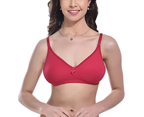 Image of FIMS - Fashion is my style Women Cotton Blend Non-Padded Bra Non-Wired Mould Seamless Cup Solid Bras Cup-B Pack of 1, Multicolor