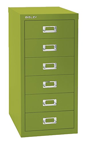 Bisley 6 Drawer Steel Under-Desk Multidrawer Storage Cabinet, Green (MD6-GR)
