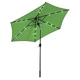 Paulla 9Ft LED Lighted Patio Market Umbrella Outdoor Solar Powered Table Umbrella, 6 Ribs (Light Green)