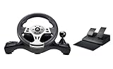 Ant Esports GW190 Race Steering Wheel, Universal USB I 270 Degree rotation with 2 Large Pedals and Shifter Compatible for PC, Xbox One,Xbox Series X/S,PS4,PS3,Nintendo Switch& Android TV–Black Silver