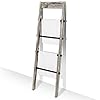 MyGift Solid Torched Wood Wall Leaning Blanket Ladder Quilt Rack, Farmhouse Bathroom Storage Towel Ladder Holder with Industrial Black Metal Pipe Rung