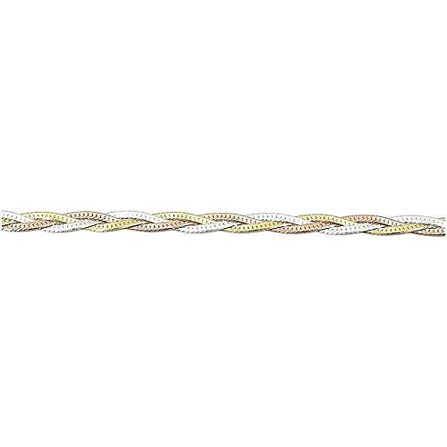 Bracciale a maglia intrecciata, 3 tonalità, colore: Rosa/Oro/Grigio Argento 925/000