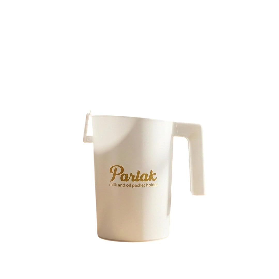 Milk and Oil Packet Holder, Plastic Kitchen Organizer with Handle, Cylindrical Spill-Proof Pouring Container (White, Large)-image-40
