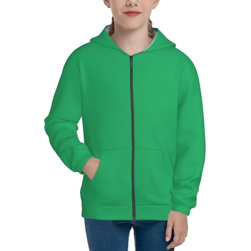 Forestgreen Kid Hoodies Boys Zip Up Sweatshirts Girls Pullover with Pocket3