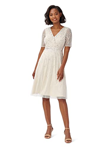 Image of Adrianna Papell Women's Beaded Tea Length Dress