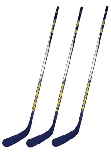 Canadian Buffalo Blue 1-Piece Wood 3-Pack Hockey Sticks - Youth | 40 Flex, P92 Curve | 3 Pack (Left-Handed Curve)