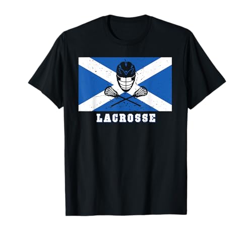 Vintage Lax Helmet Sticks Lacrosse Scottish Scots Flag T-Shirt
