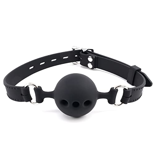 Silikon Bondage Ball knebel mit Atemlöchern, BDSM Spielzeug Sex Knebel für Bondage Fesseln (Schwarz, S (Ø3,5cm))