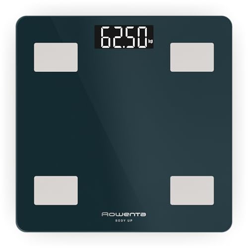 Rowenta Body Up 2.0, Báscula Inteligente de Baño, 7 Indicadores Corporales, 8 Perfiles de Usuario, Alta Precisión y Capacidad de hasta 180 kg, Pantalla LED, BR2600V0
