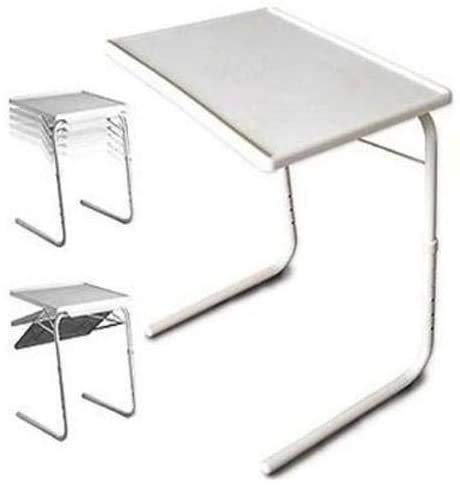 Jocca Tavolino Pieghevole Per Divano - Regolabile In Altezza, 3 Posizioni, Bianco - Foto 6