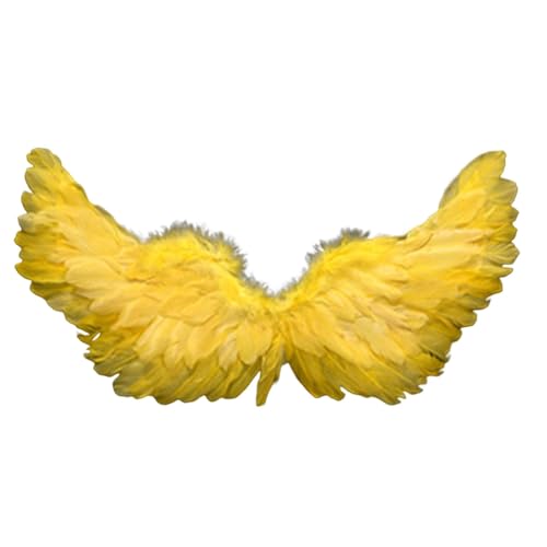 Creative Angel Wings with Elastic Straps Lightweight Costume Cosplay Feather Wings Halloween Cosplay Costume for Girls (Yellow)