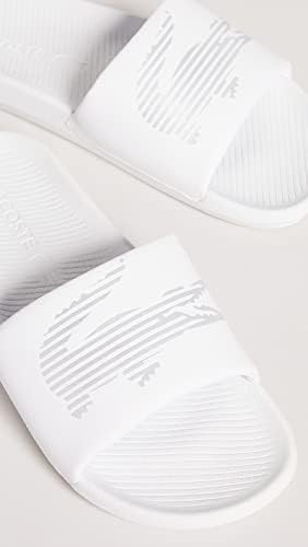 Lacoste Men's Croco Slides Sandal, White/Silver, 8 | Image 2