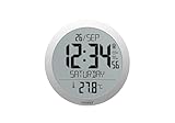Youshiko Jumbo Large Radio Controlled Wall Clock (UK & Ireland Version/Premium Quality/Clear Display), Large Round, Temperature display (Silver)
