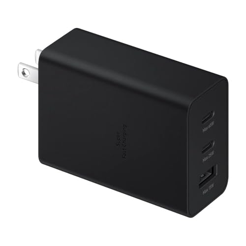 Samsung 65W USB C Charger 3 Ports GaN Fast Wall Charger Block Max capacity 65W for MacBook Pro/Air iPhone 17/17 Plus/17 Pro Max/16 Pro iPad Pro Samsung Galaxy S26 Ultra/S26/S26+/S25 Ultra/S25/S25+
