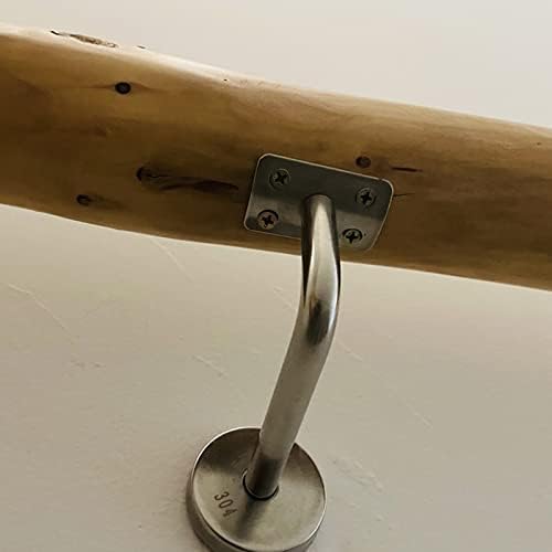 Beige Log Stair Railing with Metal Stand - 3ft Non-Slip Balcony Guardrail, Easy Install for Hotel Corridor & Home Decoration, Durable & Stylish Safety Solution